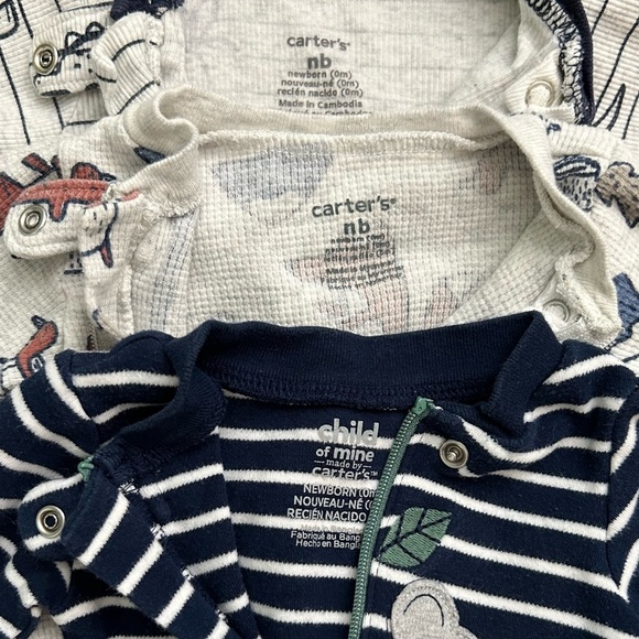 Nb Footie Pj Bundle 4 Goumi Baby Carters Zip Zipper Footie Pajamas Boys Newborn - Picture 7 of 7